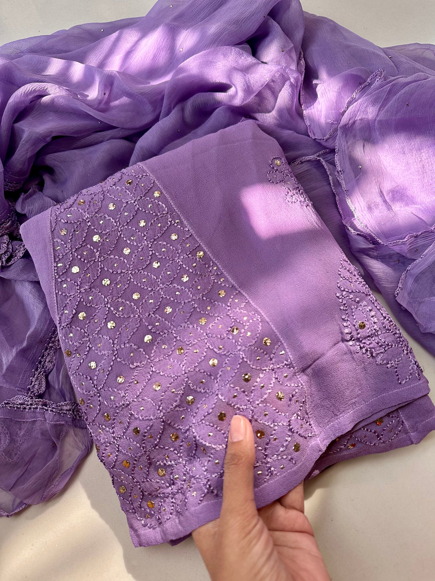 Tara Deep lavender georgette Suit Set