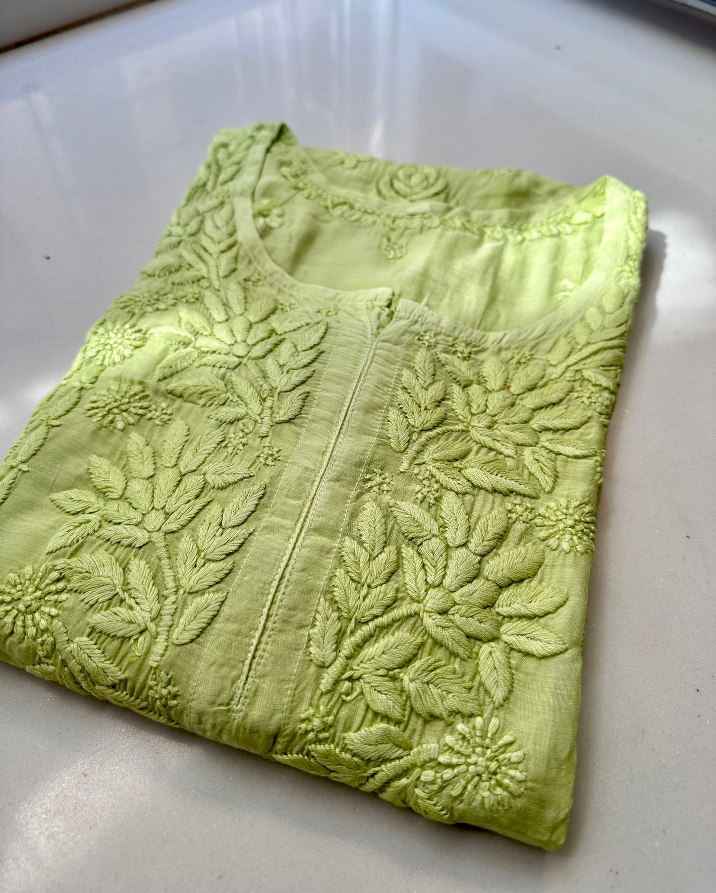 Satrangi Muslin cotton Chikankari Kurta