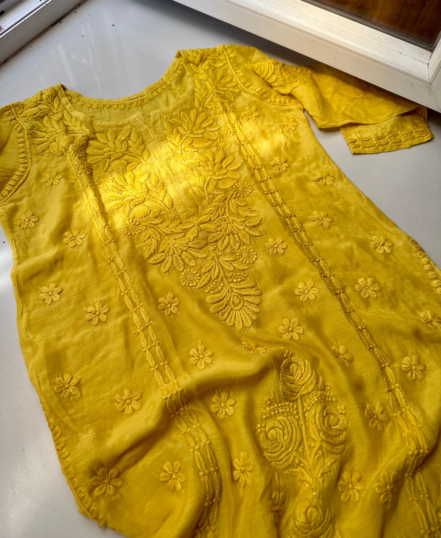 Satrangi Muslin cotton Chikankari Kurta