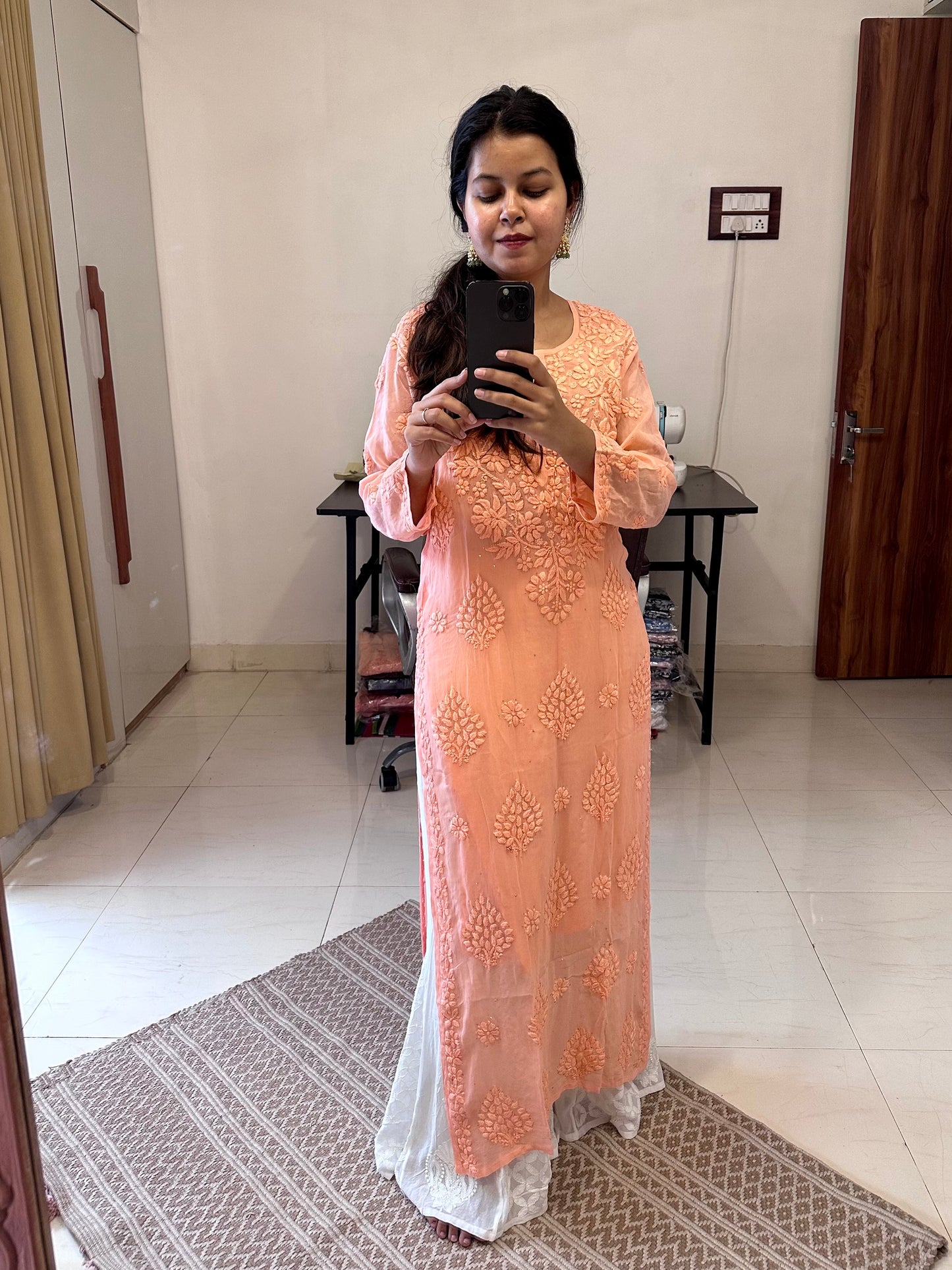 Haniya Georgette Mukaish Chikankari Kurta