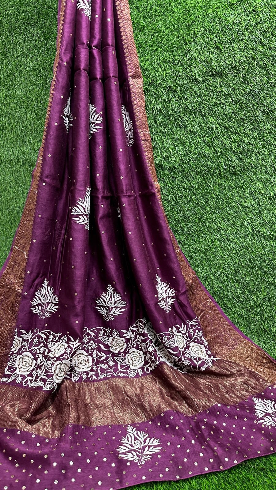 Wedding trousseau Chikankari Pure Chanderi Saree