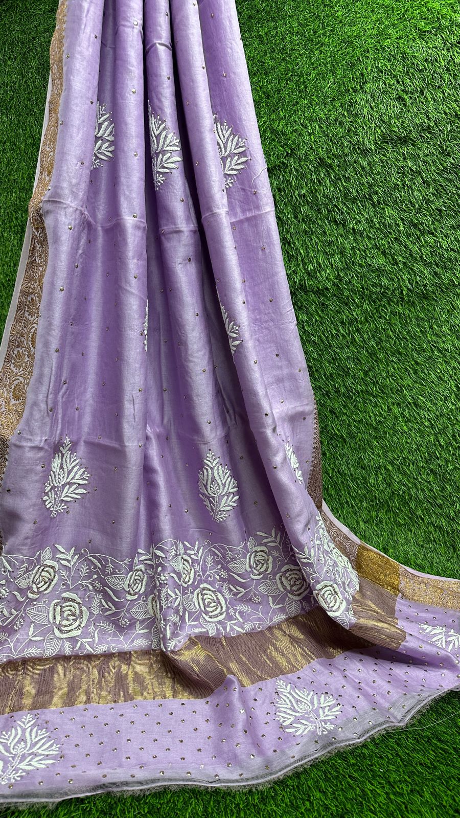 Wedding trousseau Chikankari Pure Chanderi Saree