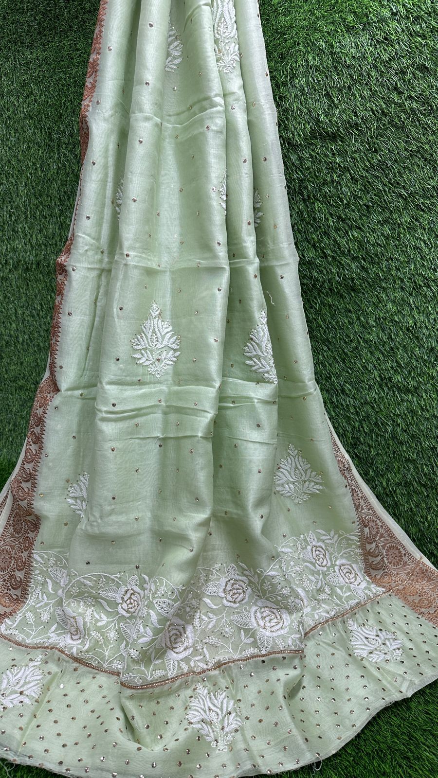 Wedding trousseau Chikankari Pure Chanderi Saree