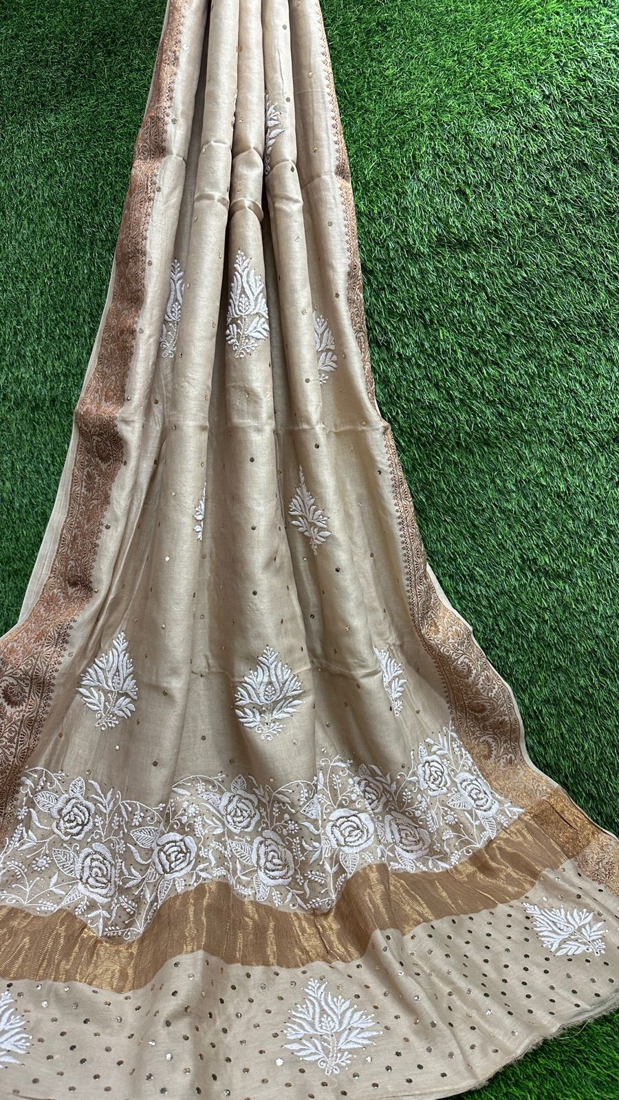 Wedding trousseau Chikankari Pure Chanderi Saree