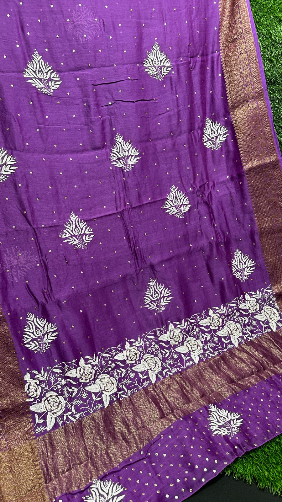 Wedding trousseau Chikankari Pure Chanderi Saree