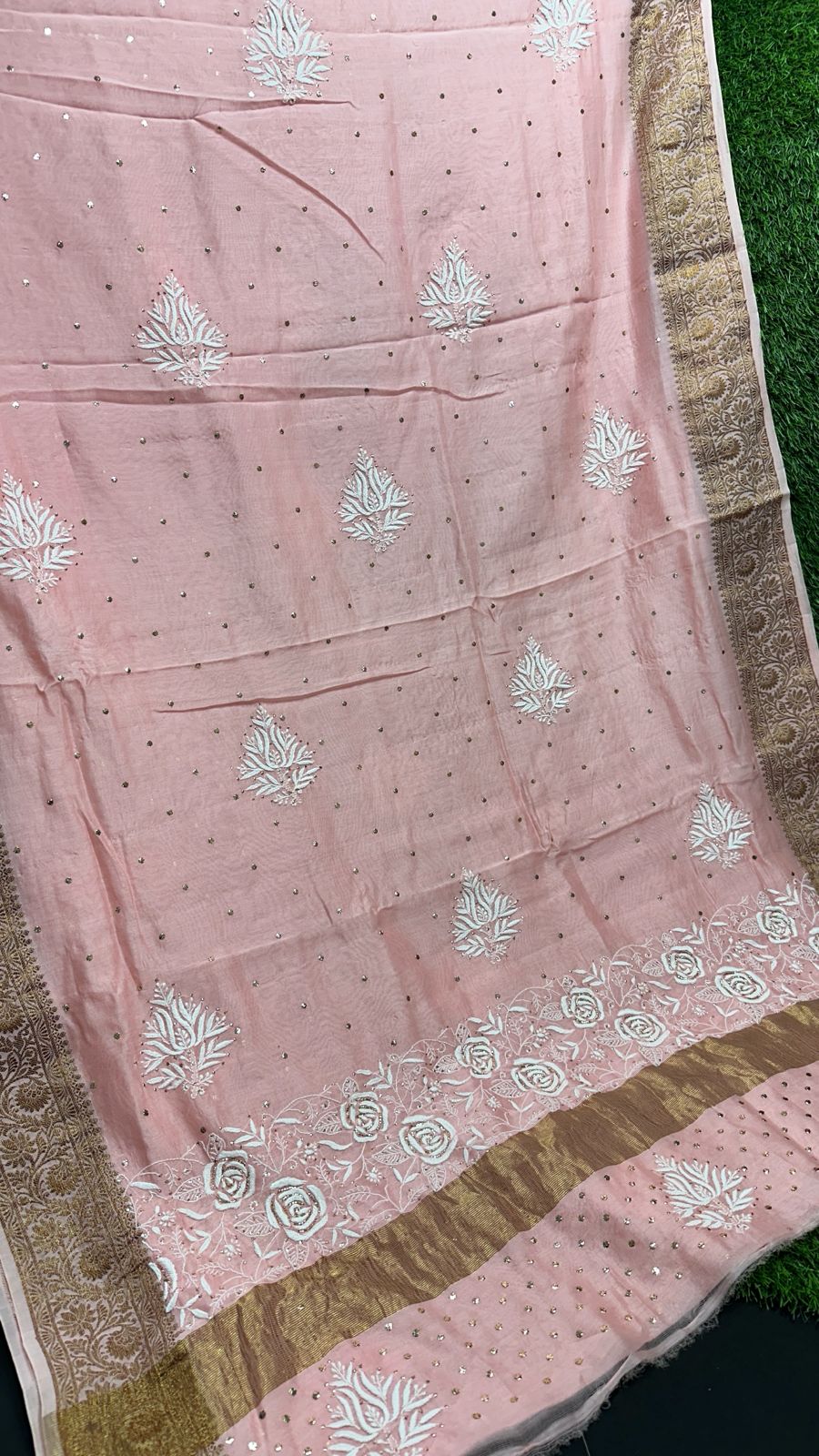 Wedding trousseau Chikankari Pure Chanderi Saree