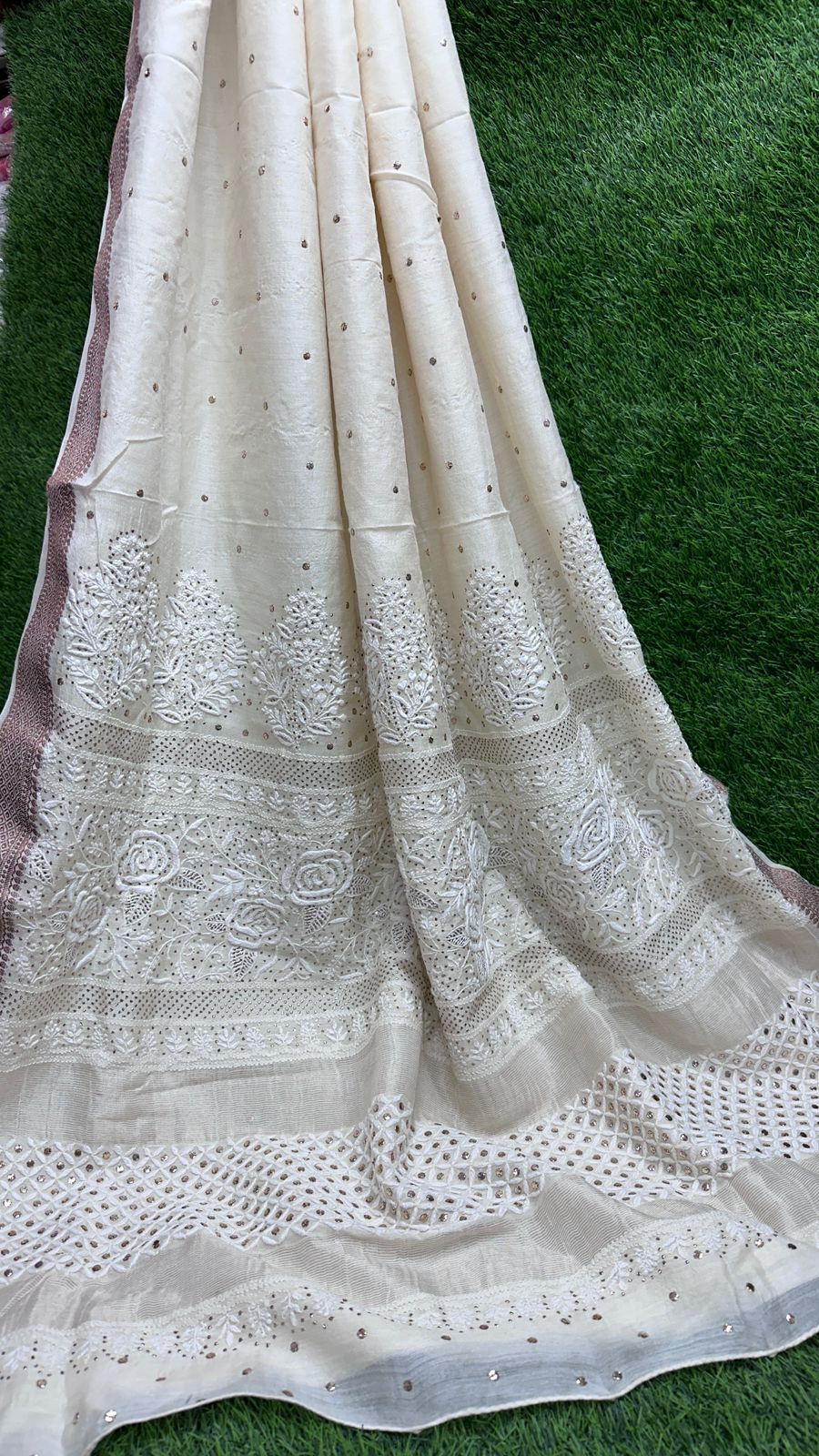 Damini Chikankari Pure silk Saree