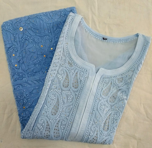 Jaal Georgette Mukaish Chikankari Kurta