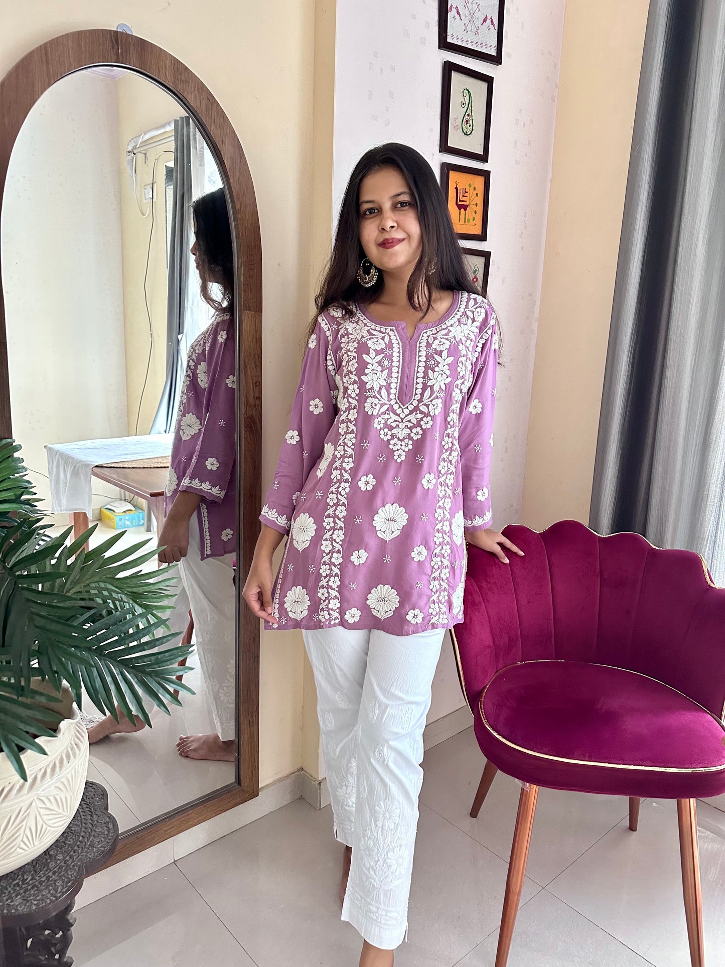 Mehek Pure Modal short Traditional Chikankari Kurta