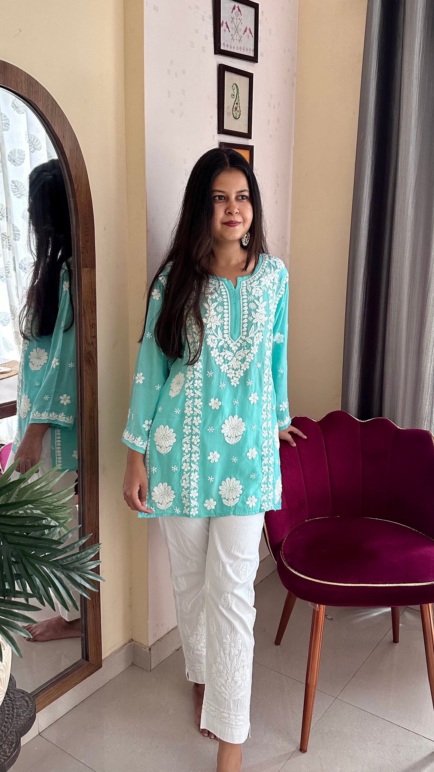 Mehek Pure Modal short Traditional Chikankari Kurta