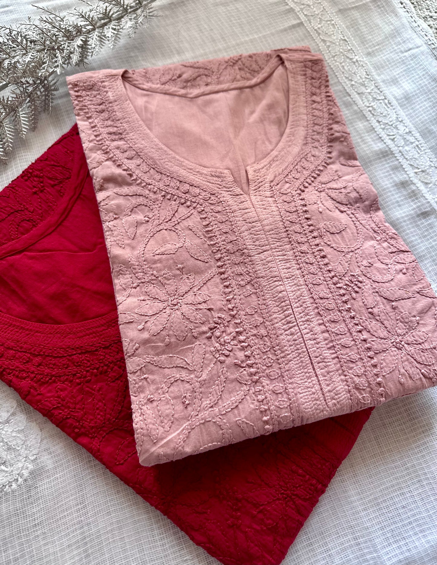 Urmi Cotton jaal Chikankari Kurta