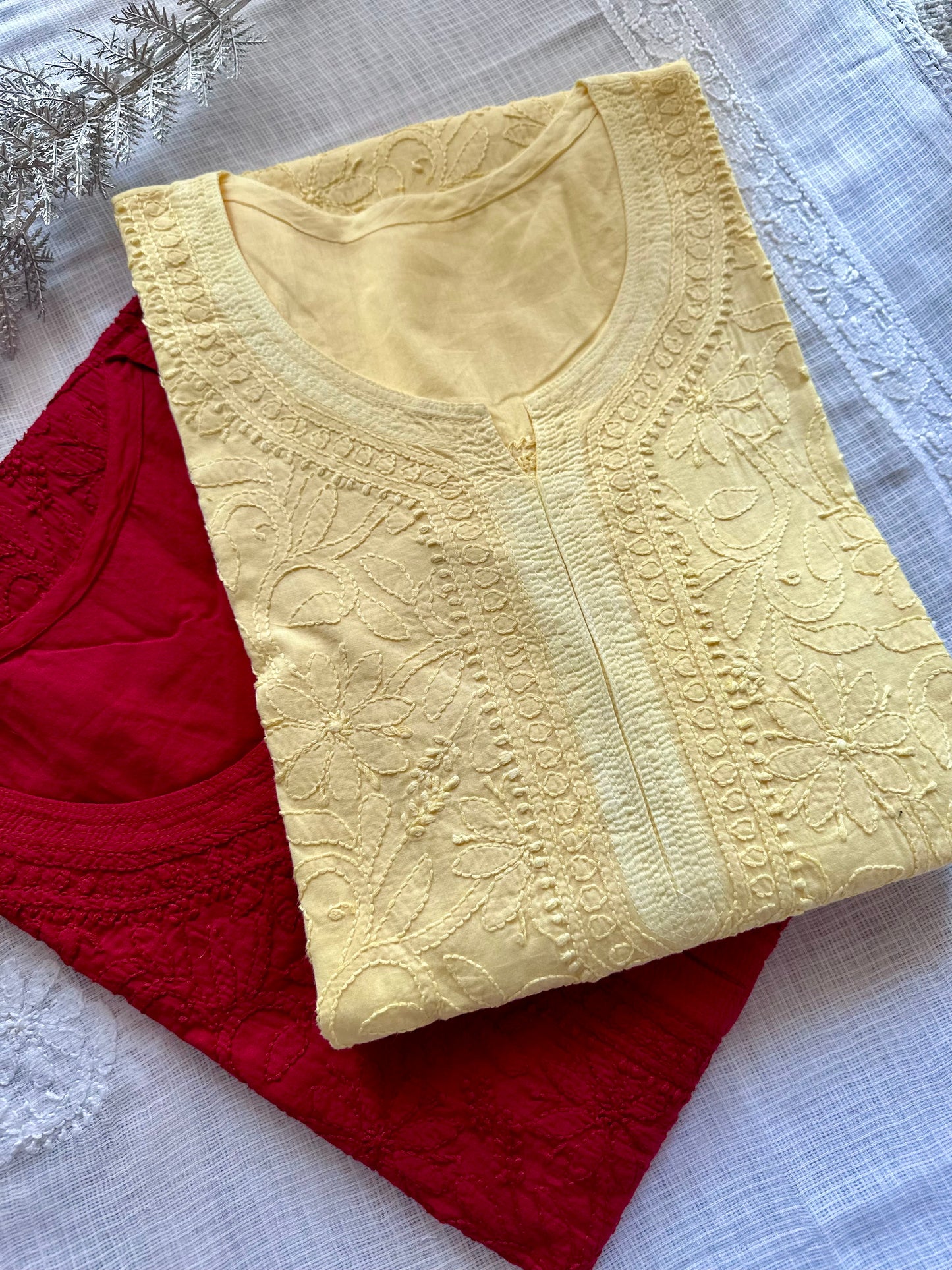 Urmi Cotton jaal Chikankari Kurta