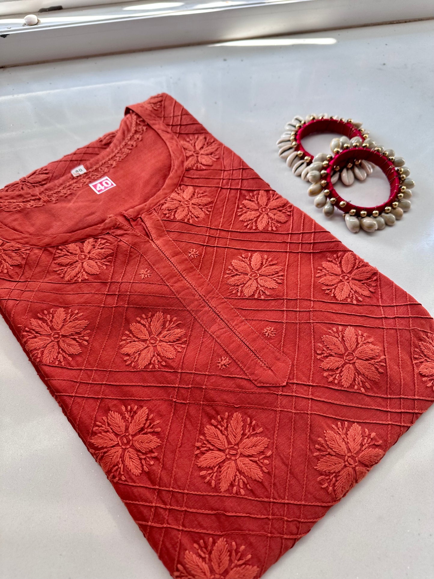 Nirali Chanderi silk Chikankari Kurta