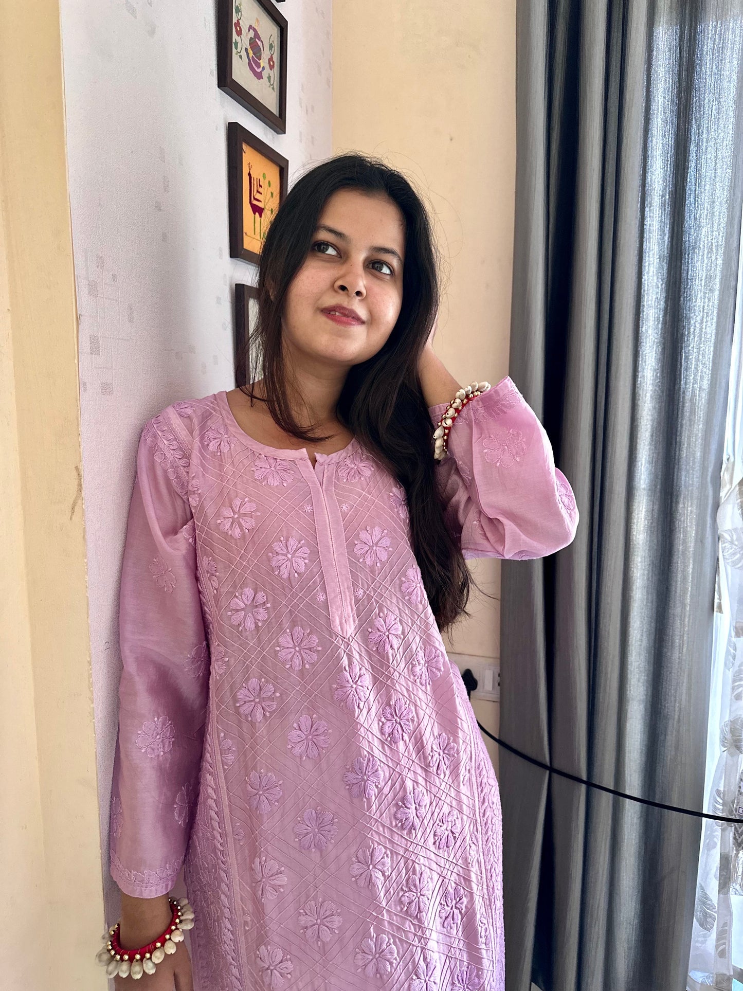 Nirali Chanderi silk Chikankari Kurta