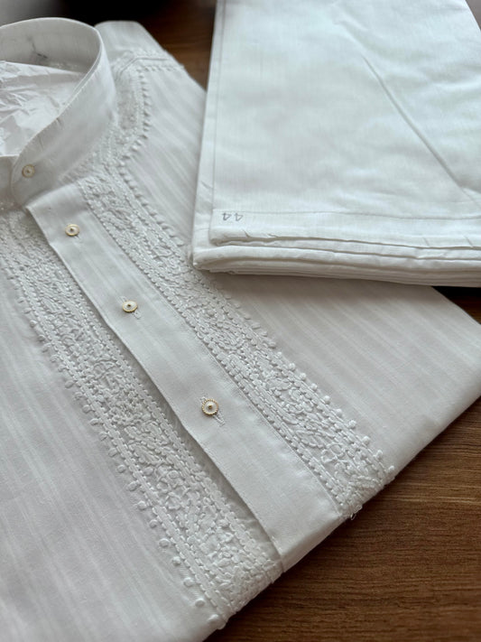 White hand Embroidered Classic Men's Wear