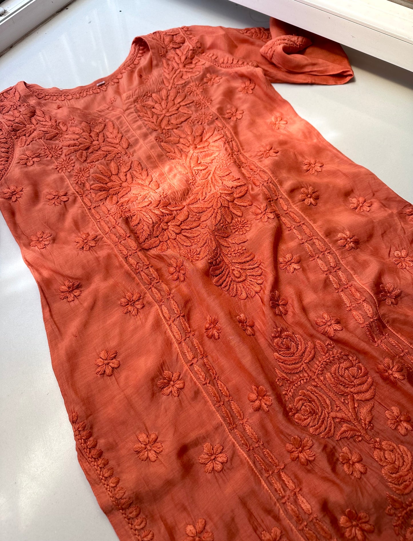 Satrangi Muslin cotton Chikankari Kurta