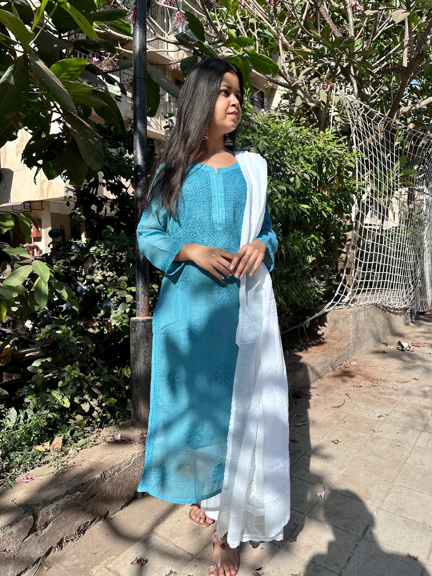 Kota Neck Chikankari Kurta