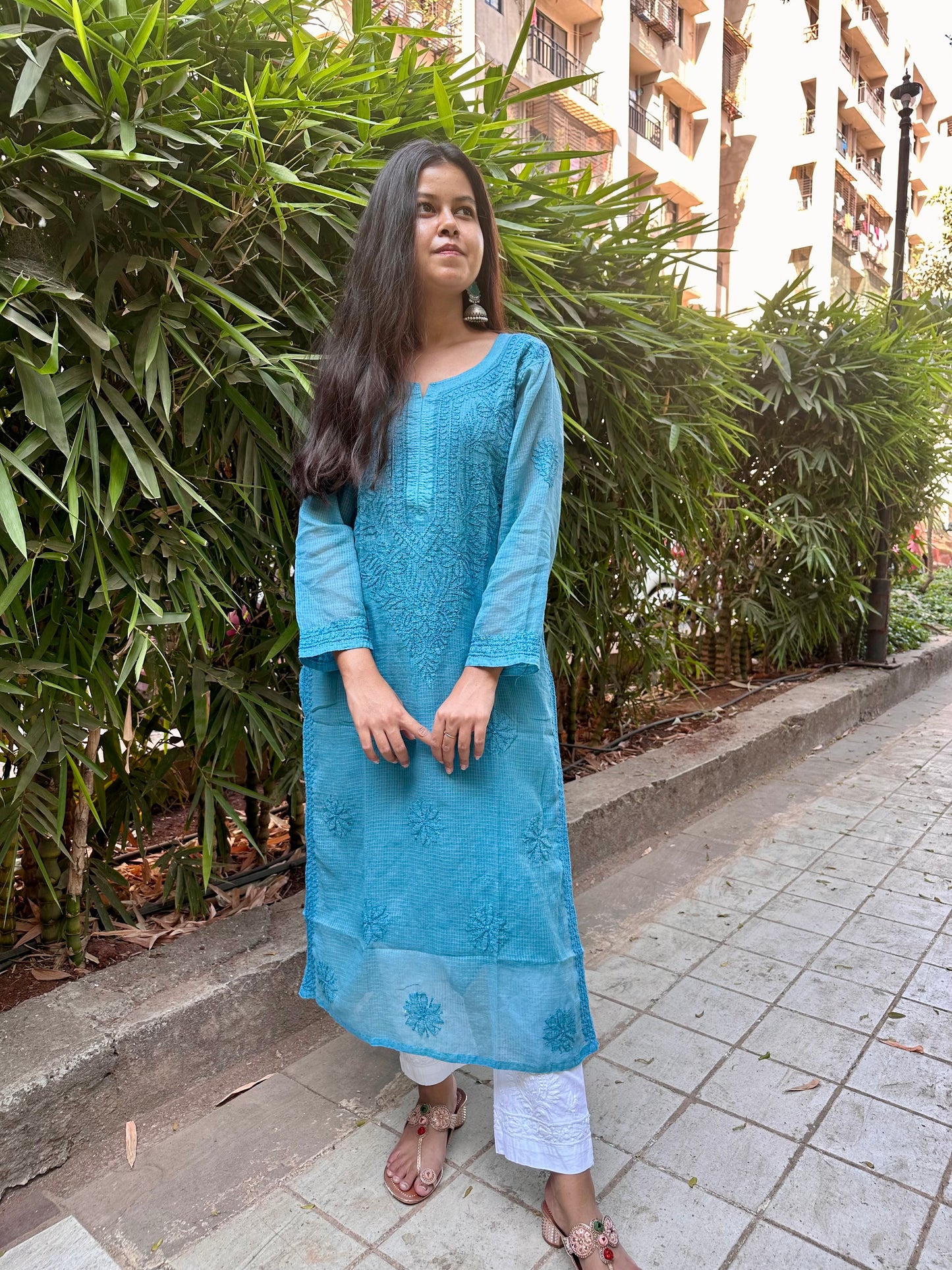 Kota Neck Chikankari Kurta